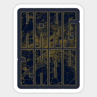 Hangzhou, China City Map Typography - Gold Art Deco Sticker